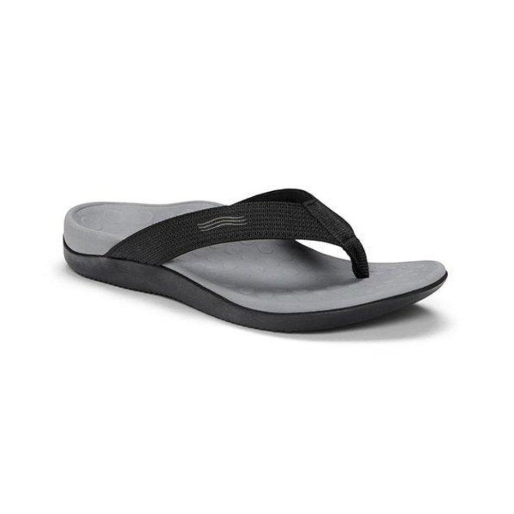 Vionic Men’s Black and Gray Contoured Thong Sandal